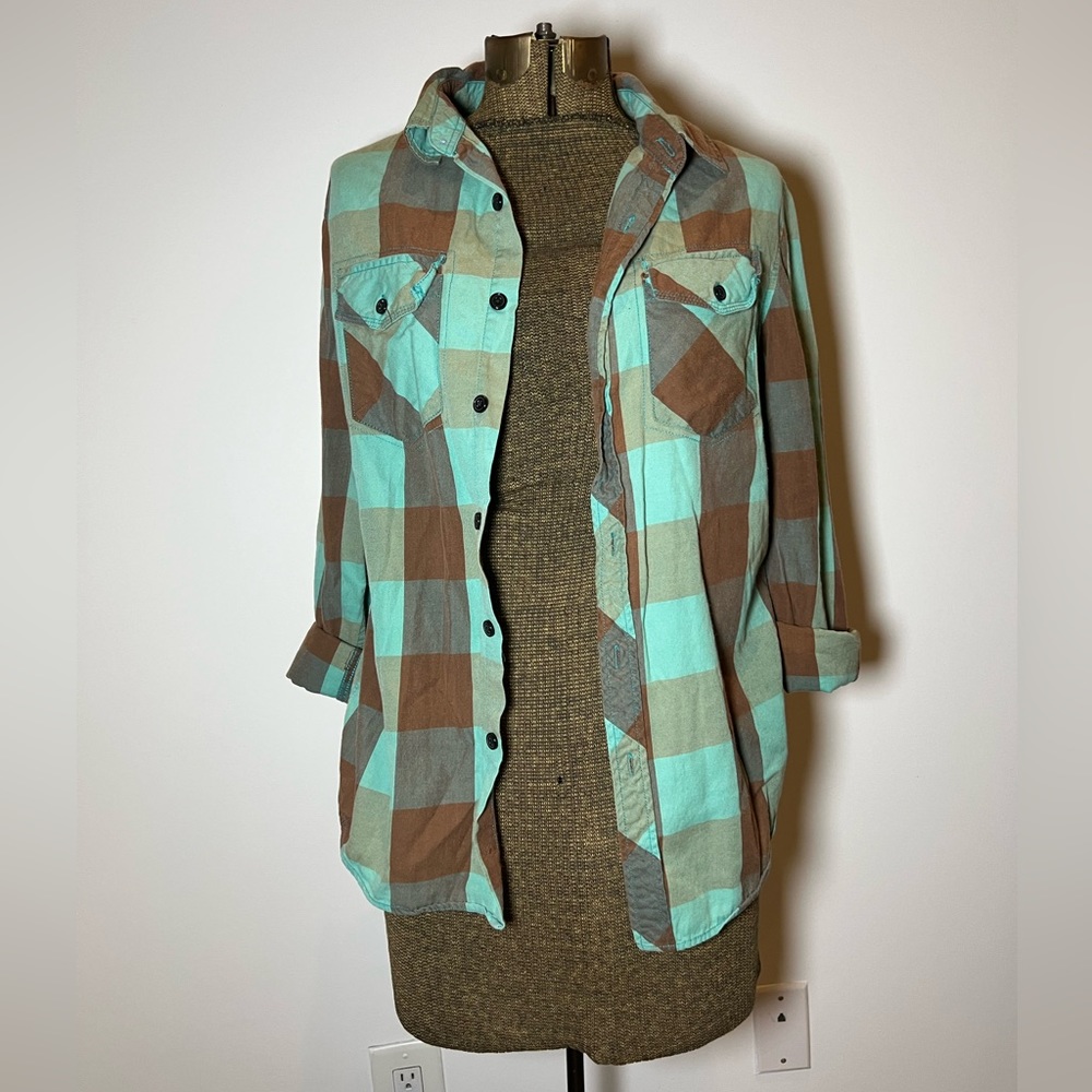 Teal & Brown Flannel Shirt